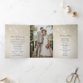 Silver Gold Snowflake Winter Wedding Drieluik Programma (Binnen)