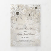 Silver Gold Snowflake Winter Wedding Drieluik Programma (Cover)