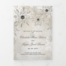 Silver Gold Snowflake Winter Wedding Drieluik Programma