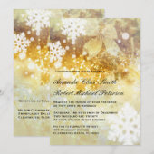 Silver Gold Snowflakes kerstfeest-uitnodiging Kaart (Voorkant / Achterkant)