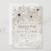 Silver Gold Snowflakes Winter Engagement Party Kaart (Voorkant)