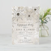 Silver Gold Snowflakes Winter Engagement Party Kaart (Staand voorkant)