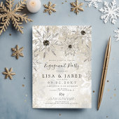 Silver Gold Snowflakes Winter Engagement Party Kaart