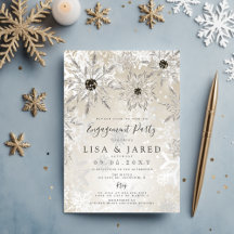Silver Gold Snowflakes Winter Engagement Party