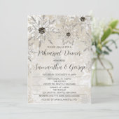 Silver Gold Snowflakes Winter Rehearsal Dinner Kaart (Staand voorkant)
