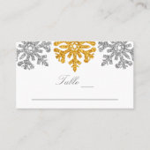 Silver Gold Snowflakes Winter Wedding Plaatskaartje (Voorkant)