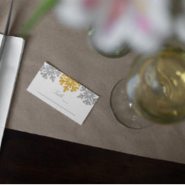 Silver Gold Snowflakes Winter Wedding Plaatskaartje