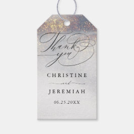 Silver Gold Sparkle Waterverf bruiloft dank u Cadeaulabel