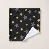 Silver & Gold Stars Black Hollywood Star Glam Bad Handdoek (Wasdoekje)