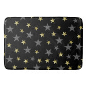 Silver & Gold Stars Black Hollywood Star Glam Badmat (Voorkant)