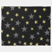 Silver & Gold Stars Black Hollywood Star Glam Fleece Deken (Voorkant (Horizontaal))
