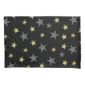 Silver & Gold Stars Black Hollywood Star Glam Kussensloop (Voorkant)