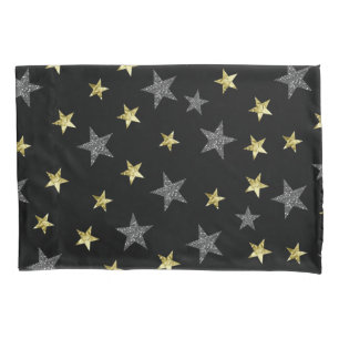 Silver & Gold Stars Black Hollywood Star Glam Kussensloop