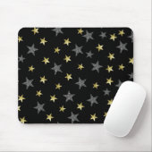 Silver & Gold Stars Black Hollywood Star Glam Muismat (Met muis)