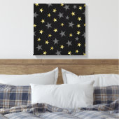 Silver & Gold Stars Black Hollywood Star Party Canvas Afdruk (Insitu (Slaapkamer))