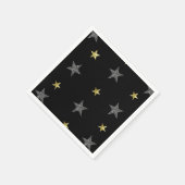 Silver & Gold Stars Black Hollywood Star Party Servetten (Hoek)