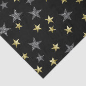 Silver & Gold Stars Black Hollywood Star Party Tissuepapier (Detail)