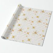 Silver & Gold Stars | Viering | Kerstmis Cadeaupapier (Uitgerold)