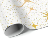 Silver & Gold Stars | Viering | Kerstmis Cadeaupapier (Rol Hoek)