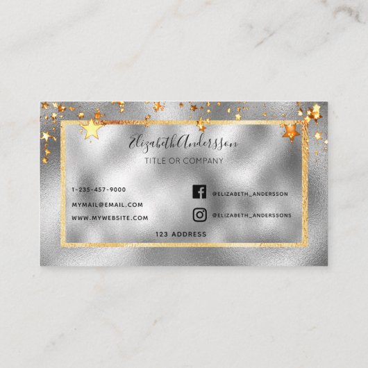 Silver Gold sterren elegante schoonheidssalon Visitekaartje (Achterkant)