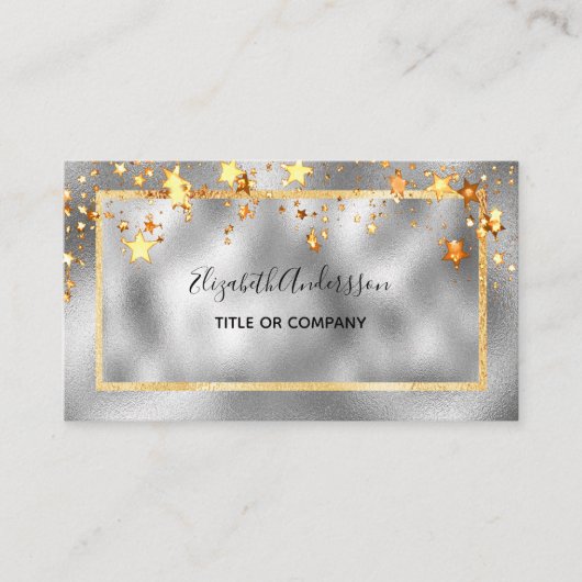 Silver Gold sterren elegante schoonheidssalon Visitekaartje (Voorkant)