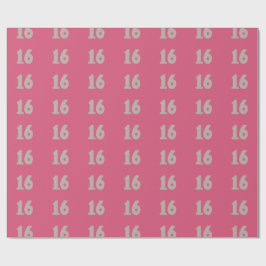 Silver Gold Sweet Sixteen Pink Verjaardag Wrapping Cadeaupapier