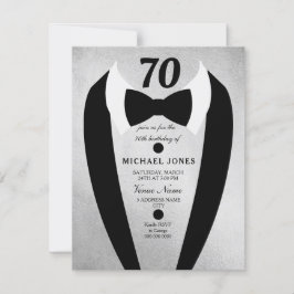 Silver Gold Tuxedo Mannen 70e verjaardag Uitnodigi Kaart