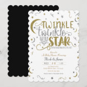 Silver & Gold Twinkle Little Star Baby shower Kaart (Voorkant / Achterkant)