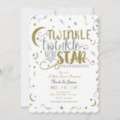 Silver & Gold Twinkle Little Star Baby shower Kaart (Voorkant)