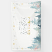 Silver & Gold Winter Onederland 1e verjaardag Spandoek (Verticaal)