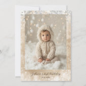 Silver Gold Winter ONEderland Photo First Birthday Kaart (Achterkant)