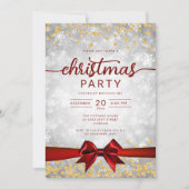 Silver Gold Winter Snowflakes Company Red Ribbon Kaart (Voorkant)