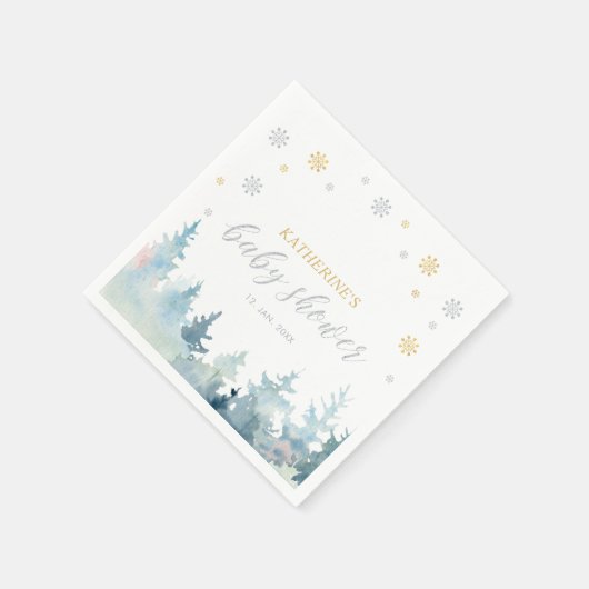 Silver & Gold Winter Wonderland Baby shower Servet (Hoek)