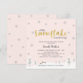 Silver & Gold Winter Wonderland Meisje Baby shower Kaart (Voorkant / Achterkant)