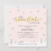 Silver & Gold Winter Wonderland Meisje Baby shower Kaart (Voorkant)