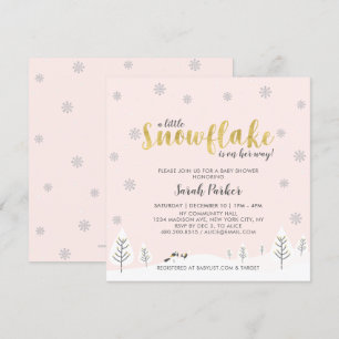 Silver & Gold Winter Wonderland Meisje Baby shower Kaart