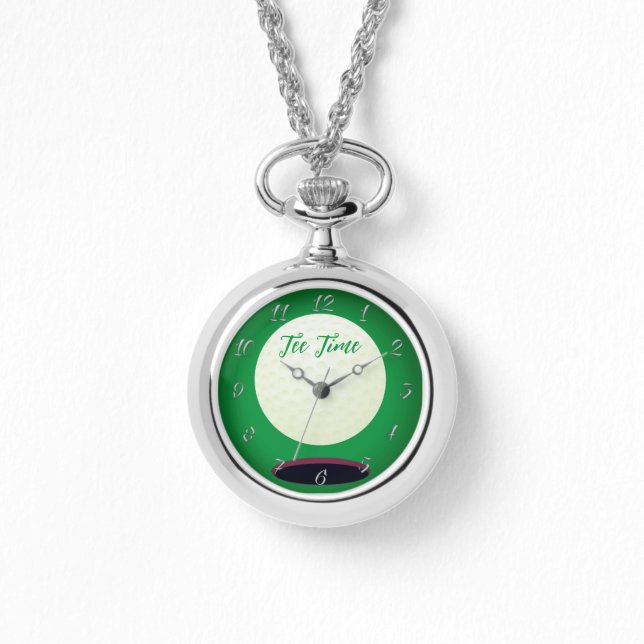 Silver Golfer's Gift T-shirt Tijd Horloge (Voorkant)