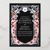 Silver Gothic Autumn Cathedral Frame Wedding Folie Uitnodiging (Voorkant)