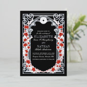 Silver Gothic Autumn Cathedral Frame Wedding Folie Uitnodiging (Staand Voorkant)