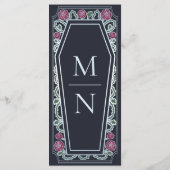 Silver Gothic Coffin Roos Blue Wedding Menu (Achterkant)