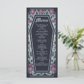 Silver Gothic Coffin Roos Blue Wedding Menu (Staand voorkant)