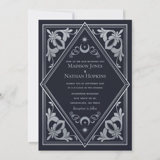 Silver Gothic Elegant Tarot Kaart Wedding (Voorkant)