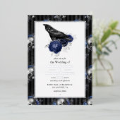 Silver Gothic Floral Wedding Folie Uitnodiging (Staand Voorkant)