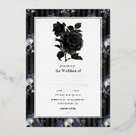 Silver Gothic Floral Wedding Folie Uitnodiging
