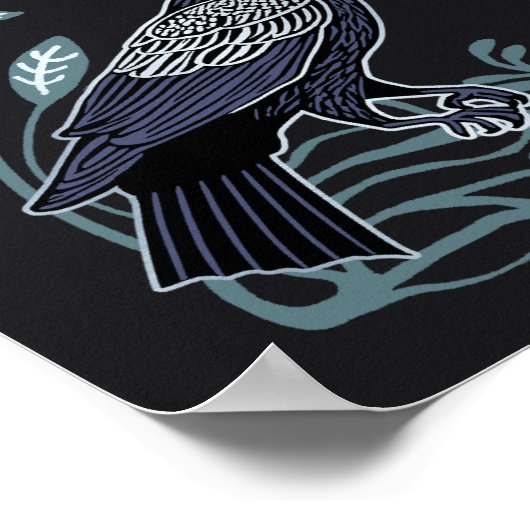 Silver Gothic Raven Wedding Seating Chart Poster (Hoek)