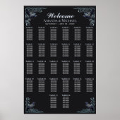 Silver Gothic Raven Wedding Seating Chart Poster (Voorkant)
