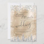 Silver Goud Sneeuw met kerstwinterbruiloft Kaart (Voorkant)