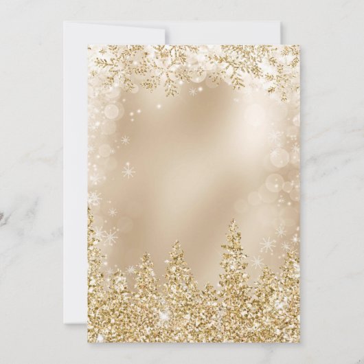 Silver Goud Sneeuw met kerstwinterbruiloft Kaart (Achterkant)