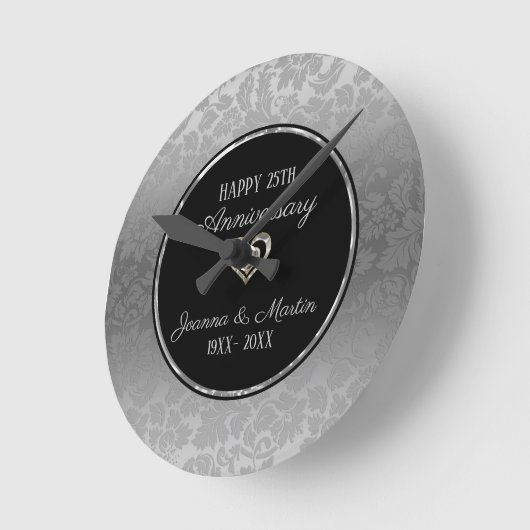 Silver Gradient Damask Pattern Jubileum Ronde Klok (Hoek)