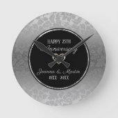 Silver Gradient Damask Pattern Jubileum Ronde Klok (Voorkant)